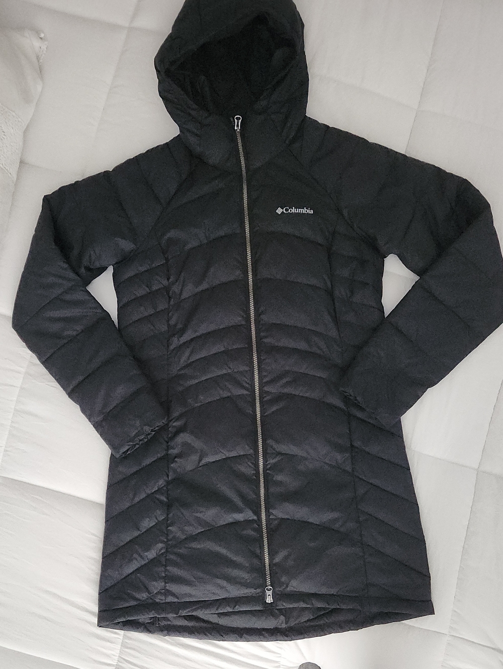 Columbia Women's Powder Lite Mid Jacket Black Hooded Puffer
